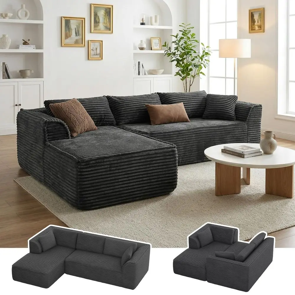 106 Boneless Couch with Chaise, Deep Seat Comfy Cloud Modular Sofa Corduroy Memory Foam Sectional Couches for Living Room Bedro
106 Boneless Couch with Chaise, Deep Seat Comfy Cloud Modular Sofa Corduroy Memory Foam Sectional Couches for Living Room Bedro
