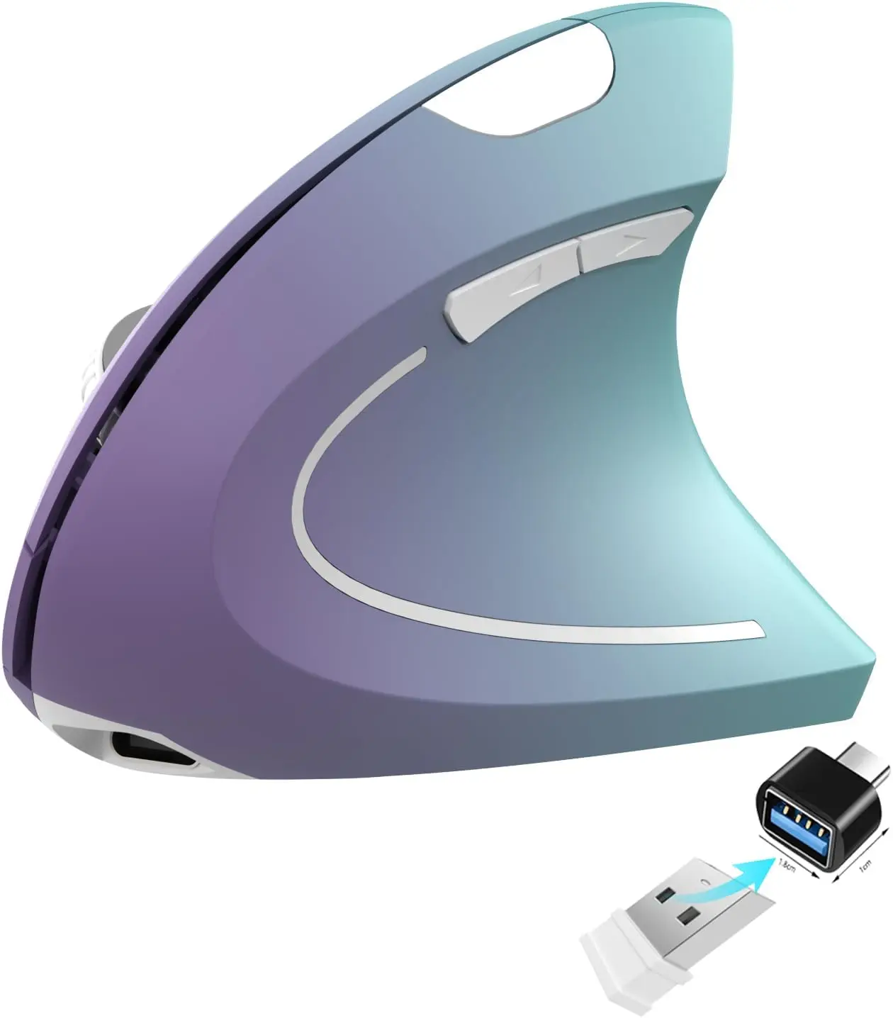 Ergonomic Wireless Rechargeable Mouse, USB A+Type C 2-in-1, 800/1200/1600 DPI, 6 Buttons, 2.4GHz Vertical Mouse for Laptop Desktop MacBook Purple Green Gradient
Ergonomic Wireless Rechargeable Mouse, USB A+Type C 2-in-1, 800/1200/1600 DPI, 6 Buttons, 2.4GHz Vertical Mouse for Laptop Desktop MacBook Purple Green Gradient