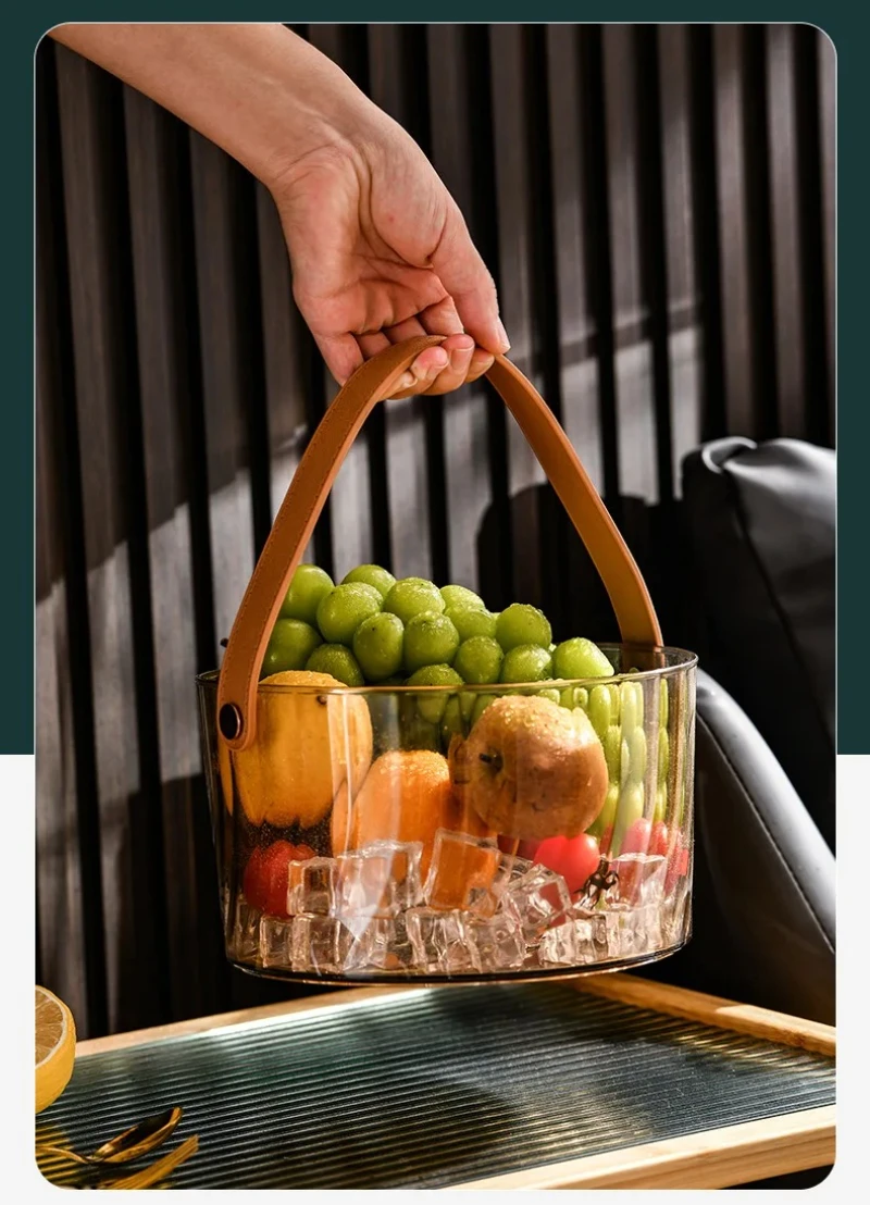Clear Round Plastic Fruit Basket with Handle for Picnic BBQ Party Use Multi Function Ice Bucket Table Storage Tray Ins Style
Clear Round Plastic Fruit Basket with Handle for Picnic BBQ Party Use Multi Function Ice Bucket Table Storage Tray Ins Style