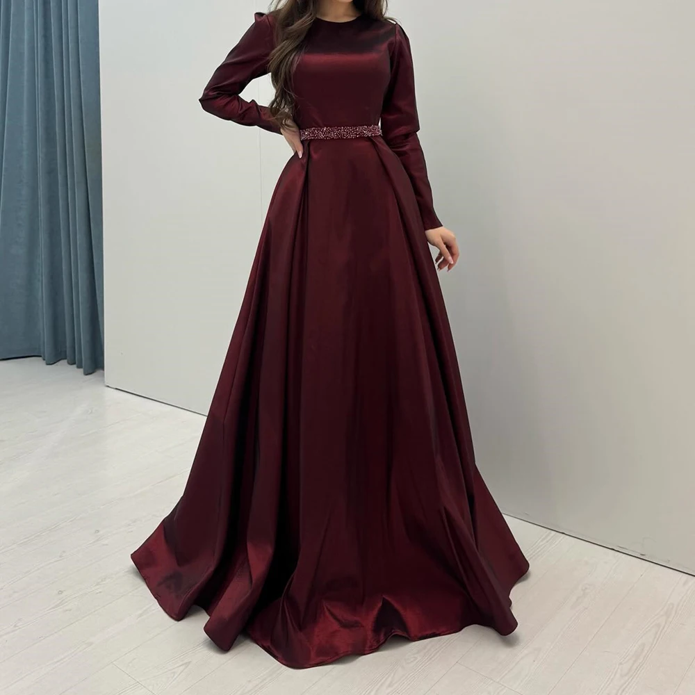 Customize A-line Evening Dresses Floor-length O-neck Full Sleeve Prom Gown Fashion Sequined Sashes Simple Draped Party Gown
Customize A-line Evening Dresses Floor-length O-neck Full Sleeve Prom Gown Fashion Sequined Sashes Simple Draped Party Gown