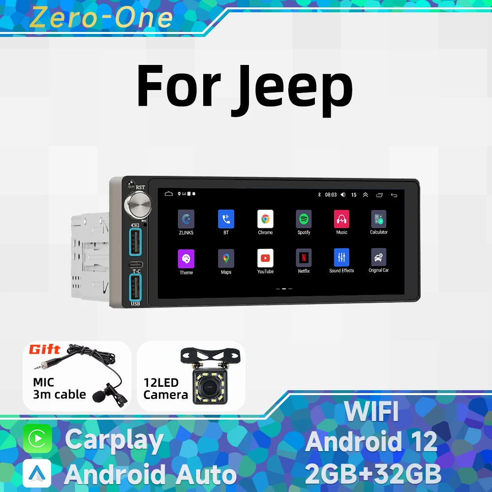 Wireless Carplay Autoradio 1 Din Radio Android 13 Car Multimedia for Jeep 6.86" Screen Stereo Head Unit GPS Navigation Wifi BT
Wireless Carplay Autoradio 1 Din Radio Android 13 Car Multimedia for Jeep 6.86" Screen Stereo Head Unit GPS Navigation Wifi BT