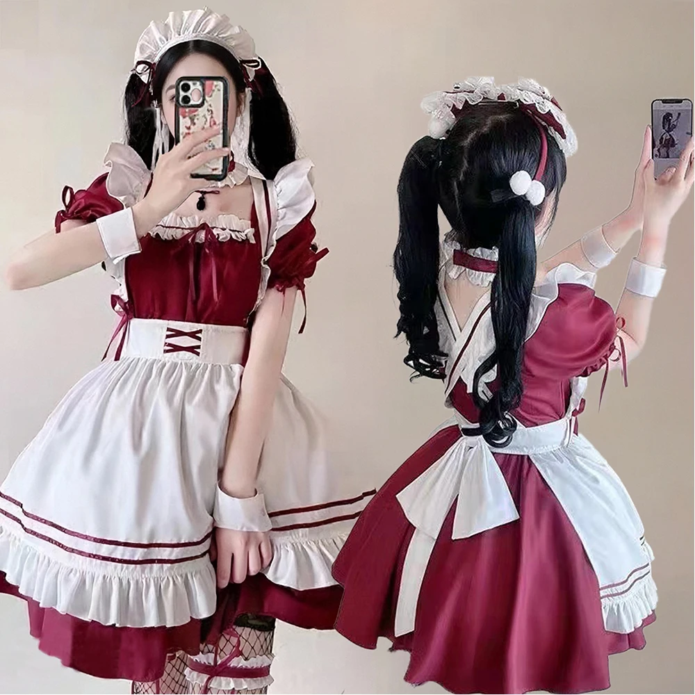 Lolita Maid Costume Dress French Maid Dressup Japanese Anime Cute Sexy Red Skirt Apron Headdress Outfits Halloween Party Clothes
Lolita Maid Costume Dress French Maid Dressup Japanese Anime Cute Sexy Red Skirt Apron Headdress Outfits Halloween Party Clothes