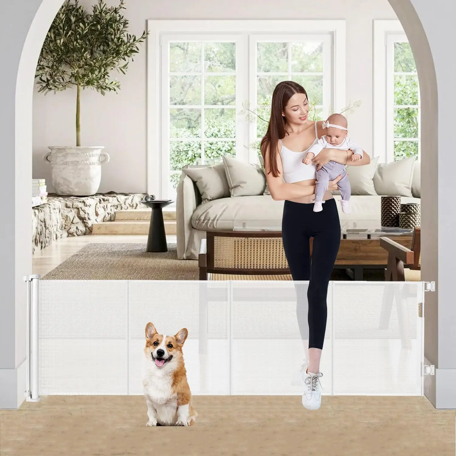 Retractable Baby Gate 24" Tall, 80" Wide, Mesh Pet Gate with Support Rods, White
Retractable Baby Gate 24" Tall, 80" Wide, Mesh Pet Gate with Support Rods, White