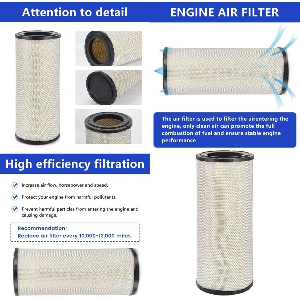 Engine Air Filter Replacement for 357, 385, 386, 387 Models, Fits Kenworth T800, W900 - Replaces Multiple Part Numbers
Engine Air Filter Replacement for 357, 385, 386, 387 Models, Fits Kenworth T800, W900 - Replaces Multiple Part Numbers
