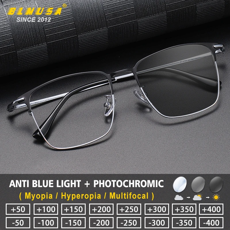 BLMUSA Fashion Business Men Myopia Customized Glasses Casual Style Photochromic Titanium Glasses Reading Prescription Eyeglasses
BLMUSA Fashion Business Men Myopia Customized Glasses Casual Style Photochromic Titanium Glasses Reading Prescription Eyeglasses