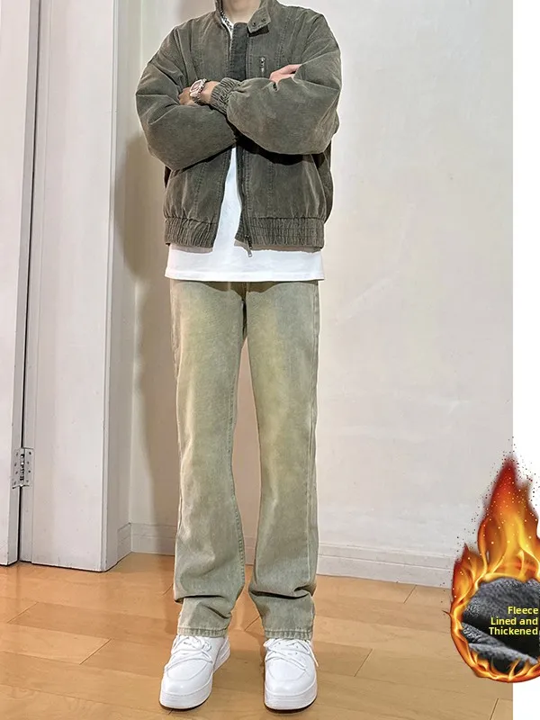Trendy American Vibe Men's Fce Lined Slim Fit Straight Leg Jeans High Street Sle Winter Faion Youth ular Cotton Blend
Trendy American Vibe Men's Fce Lined Slim Fit Straight Leg Jeans High Street Sle Winter Faion Youth ular Cotton Blend