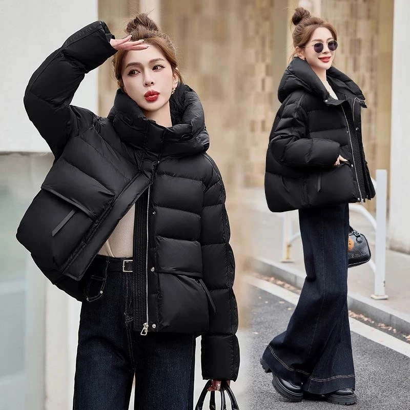 Women's Short down Cotton Jacket 2026 Winter Hooded Parka Loose Fit White Duck down Thick Warm Casual Outerwear
Women's Short down Cotton Jacket 2026 Winter Hooded Parka Loose Fit White Duck down Thick Warm Casual Outerwear