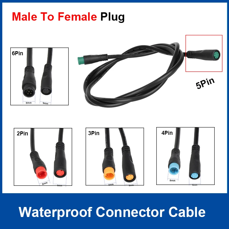 E-bike 2 3 4 5 6 Pin Male To Female Cable M8 60cm 100cm Waterproof Connector Wire for Scooter Bicycle Replace Accessories
E-bike 2 3 4 5 6 Pin Male To Female Cable M8 60cm 100cm Waterproof Connector Wire for Scooter Bicycle Replace Accessories