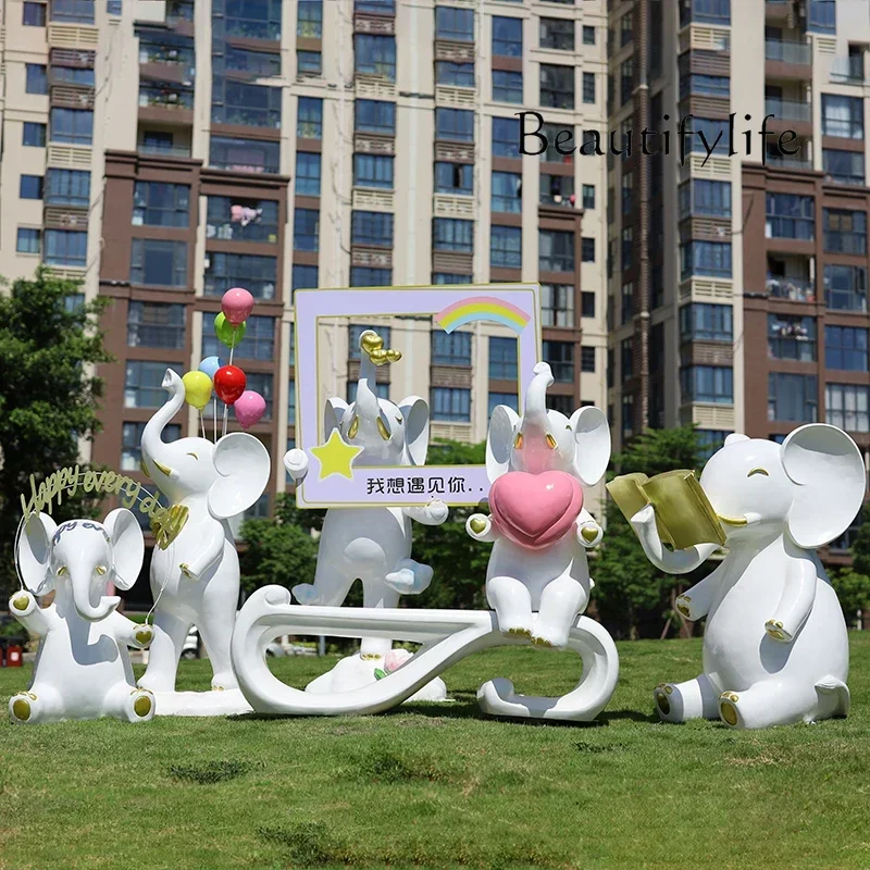 Cartoon elephant sculpture scenic spot square animal seat large ornament shopping mall photo decoration ornament
Cartoon elephant sculpture scenic spot square animal seat large ornament shopping mall photo decoration ornament