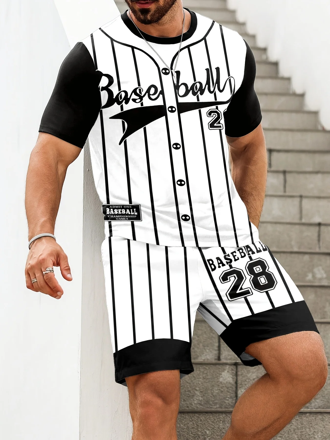 2026 Summer New Men's Baseball Stripes 28 Print Casual Shorts Y2K Oversized Casual Suit Suitable for Daily and Training Wear
2026 Summer New Men's Baseball Stripes 28 Print Casual Shorts Y2K Oversized Casual Suit Suitable for Daily and Training Wear
