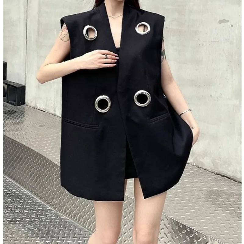 Design Sense Ring Black Suit Vest Jacket Women's Summer New High-end Sense Fashionable and Thin Sleeveless Vest
Design Sense Ring Black Suit Vest Jacket Women's Summer New High-end Sense Fashionable and Thin Sleeveless Vest