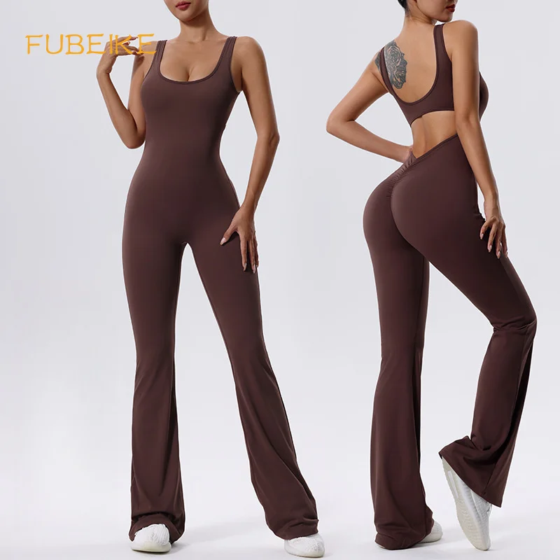 FUBEIKE Yoga Jumpsuit Running Bra Fitness Suit Seamless Sleeveless Sports One-Piece Tights with Chest Pad Wide Leg Trousers
FUBEIKE Yoga Jumpsuit Running Bra Fitness Suit Seamless Sleeveless Sports One-Piece Tights with Chest Pad Wide Leg Trousers