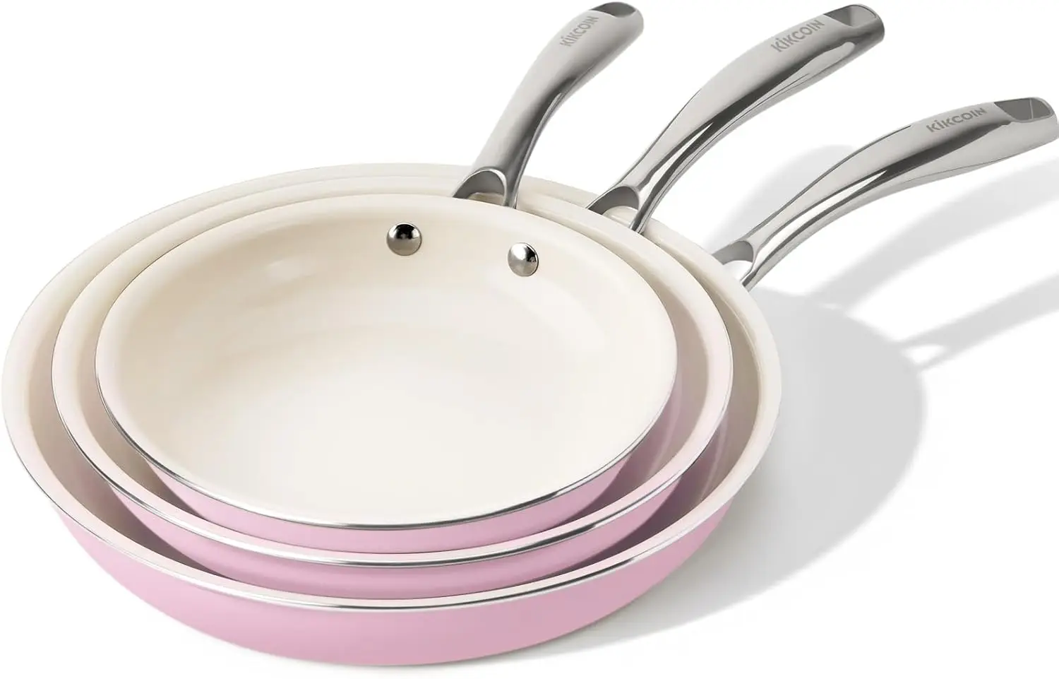 3-Pack Ceramic Non-Stick Frying Pans Set with Cool Handle, 8-11 Inch Induction Ready, Oven Safe (Pink)
3-Pack Ceramic Non-Stick Frying Pans Set with Cool Handle, 8-11 Inch Induction Ready, Oven Safe (Pink)