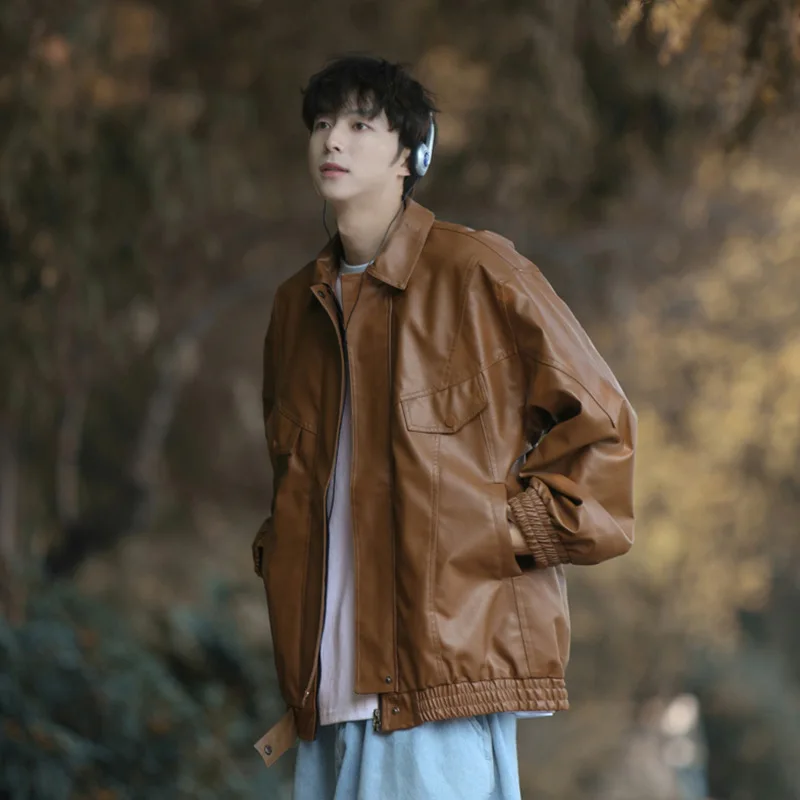 Men's Lapel Leather Jacket Autumn Oversized Slim Motorcycle Riding Leather Jacket Men Winter Waterproof PU Leather Work Clothes
Men's Lapel Leather Jacket Autumn Oversized Slim Motorcycle Riding Leather Jacket Men Winter Waterproof PU Leather Work Clothes