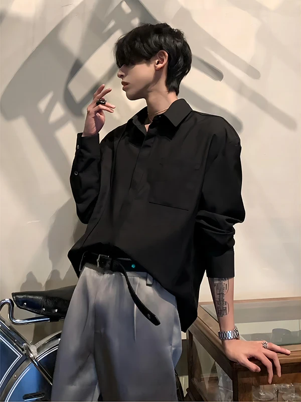 Black Long Sleeve Casual Shirt Men's Inner Wear Top Trendy Brand Spring Season Polyester Fiber Youth Culture Sharp Collar
Black Long Sleeve Casual Shirt Men's Inner Wear Top Trendy Brand Spring Season Polyester Fiber Youth Culture Sharp Collar