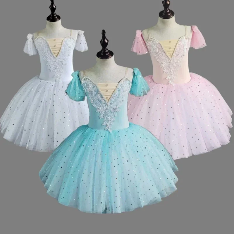 White Pink Ballet Dress Sequins Tulle Swan Dance Costumes Princess Girls Children Performance Clothing Ballet Tutu Long Dress
White Pink Ballet Dress Sequins Tulle Swan Dance Costumes Princess Girls Children Performance Clothing Ballet Tutu Long Dress
