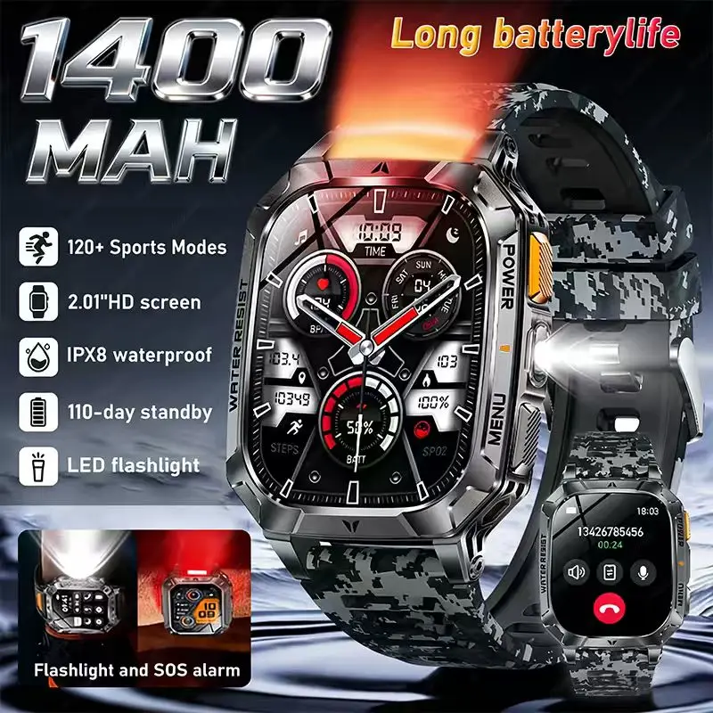 2026 New 1400mAh Battery Smart Watch AdvancedWaterproofSportsTrackerBestOutdoor SOSDistressFlashlightFunctionMilitarySmartWatch
2026 New 1400mAh Battery Smart Watch AdvancedWaterproofSportsTrackerBestOutdoor SOSDistressFlashlightFunctionMilitarySmartWatch