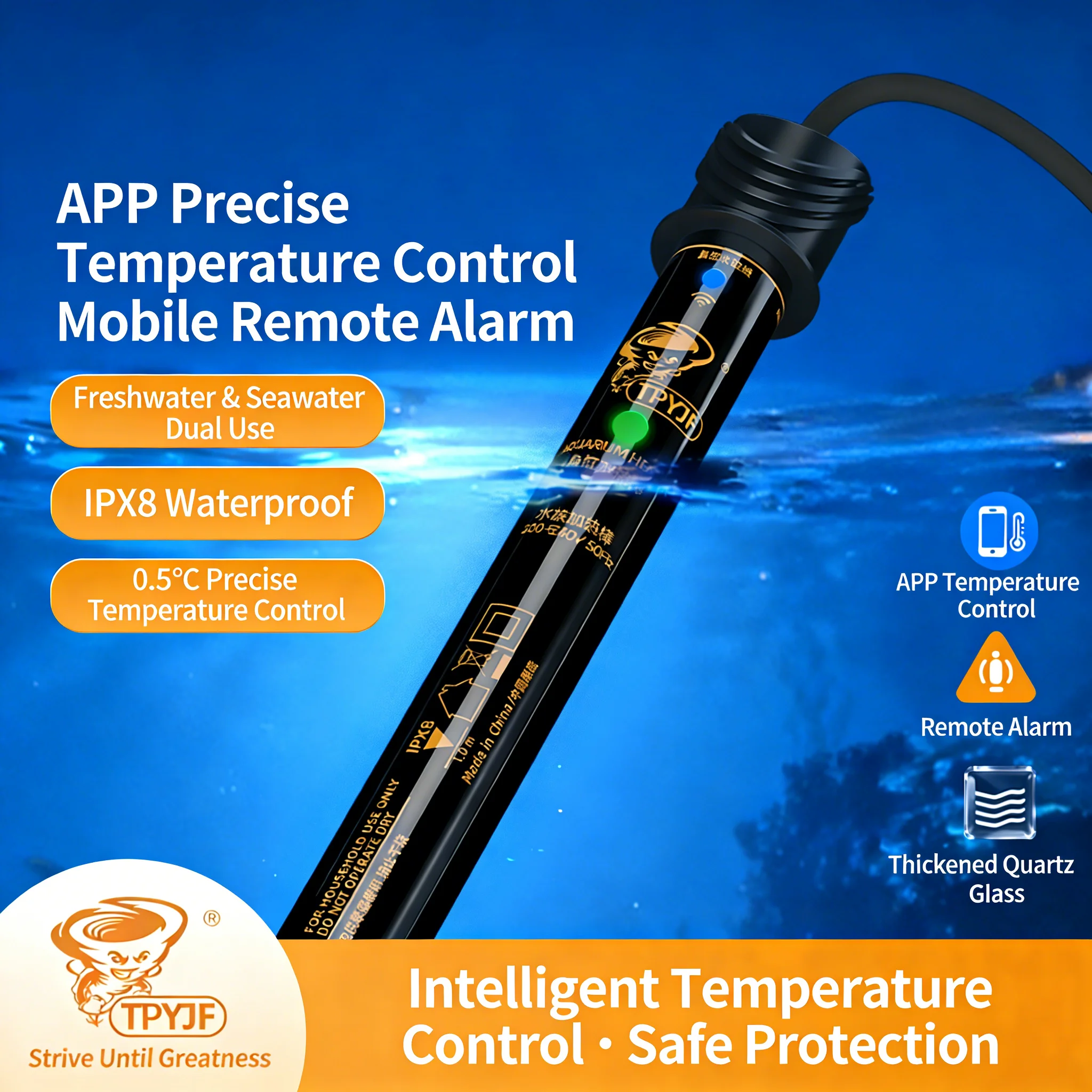 220-240V 50HZ 100W/200W/300W Smart Aquarium Heater Rod IPX8 Waterproof WIFI/BT Fish Tank Safety 18-34°C Aquarium Heater
220-240V 50HZ 100W/200W/300W Smart Aquarium Heater Rod IPX8 Waterproof WIFI/BT Fish Tank Safety 18-34°C Aquarium Heater