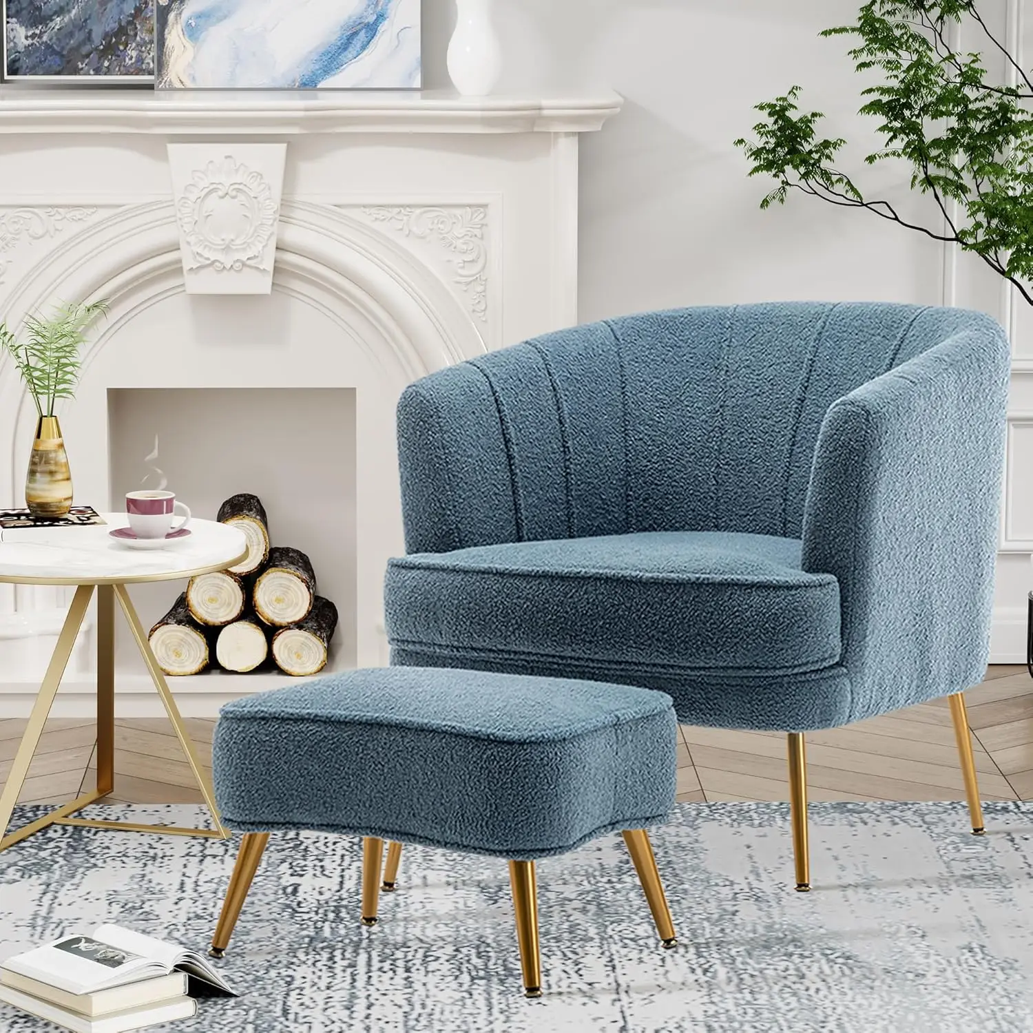 Sherpa Velvet Accent Chair With Ottoman, Upholstered Modern Single Sofa Side Chair,Comfy Barrel Club Living Room Armchair With
Sherpa Velvet Accent Chair With Ottoman, Upholstered Modern Single Sofa Side Chair,Comfy Barrel Club Living Room Armchair With