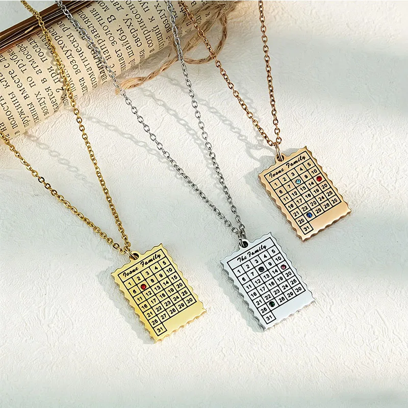 Custom Engraved Calendar Date Necklace Birthstone Family Name Necklace Personalized Anniversary Gift for Her
Custom Engraved Calendar Date Necklace Birthstone Family Name Necklace Personalized Anniversary Gift for Her