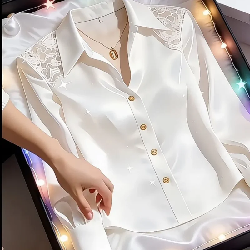 Lace Hollow out Design Sensation Shirt Women's Early Spring Fashion Commute Versatile Simple Long Sleeve Blouse 2026 Trend
Lace Hollow out Design Sensation Shirt Women's Early Spring Fashion Commute Versatile Simple Long Sleeve Blouse 2026 Trend