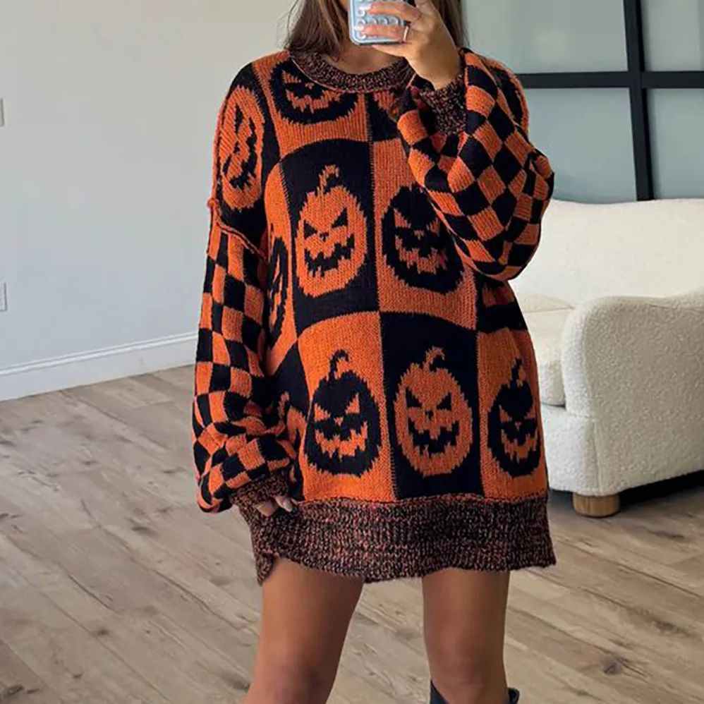 Gothiscyn Halloween Pumpkin Printed Sweater Women's Autumn/Winter Loose Long-sleeve Knitted Pullover Fashion Female Clothes
Gothiscyn Halloween Pumpkin Printed Sweater Women's Autumn/Winter Loose Long-sleeve Knitted Pullover Fashion Female Clothes