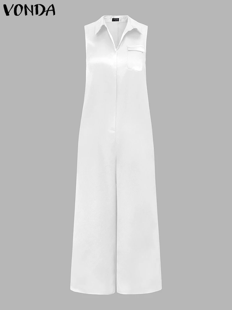 VONDA 2025 Summer Long Jumpsuits Women Elegant Office Lady Rompers Casual Sleeveless Satin Playsuits Lapel Solid Party Overalls
VONDA 2025 Summer Long Jumpsuits Women Elegant Office Lady Rompers Casual Sleeveless Satin Playsuits Lapel Solid Party Overalls