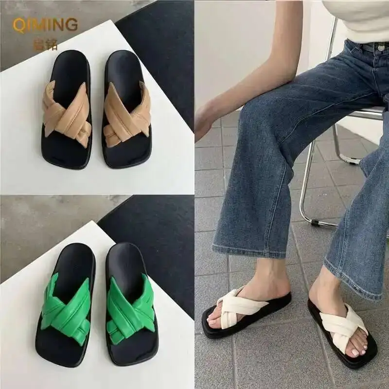 Women Slides Summer Cross Woven Slippers Ladies Sandals Square Head Fashion Flat Outdoor Beach Shoes Woman Flip Flops Indoor
Women Slides Summer Cross Woven Slippers Ladies Sandals Square Head Fashion Flat Outdoor Beach Shoes Woman Flip Flops Indoor