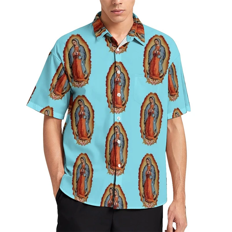 Fashion Virgin Mary Graphic Hawaiian Shirts For Men Summer Trendy Short Sleeve 3D Printed Lapel Shirt Casual Oversized Blouses
Fashion Virgin Mary Graphic Hawaiian Shirts For Men Summer Trendy Short Sleeve 3D Printed Lapel Shirt Casual Oversized Blouses