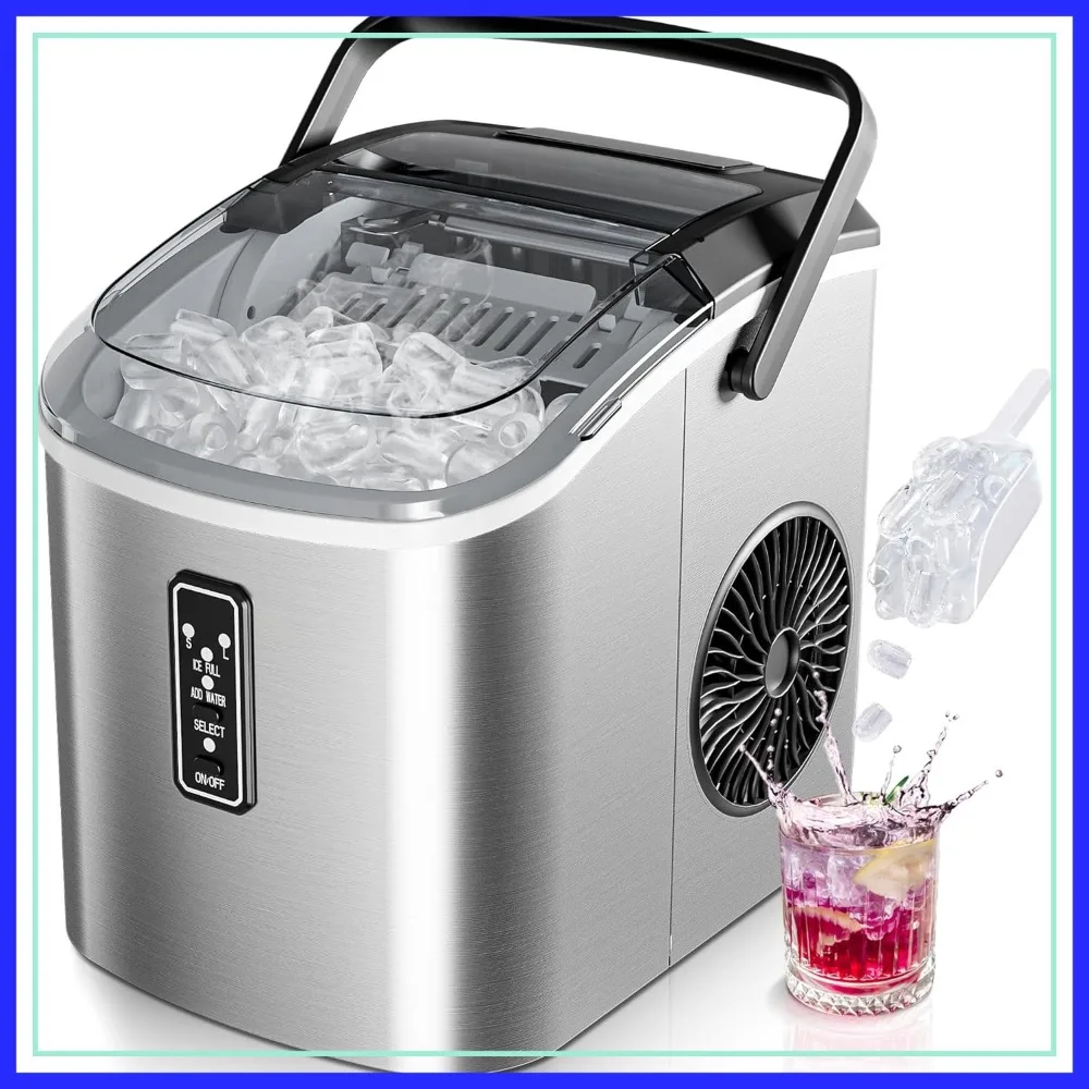 Ice Maker Countertop with Handle, 9 Bullet Ice in 6 Mins, 26.5lbs/24H, Self-Cleaning, 2 Sizes, Portable for Home Kitchen Office
Ice Maker Countertop with Handle, 9 Bullet Ice in 6 Mins, 26.5lbs/24H, Self-Cleaning, 2 Sizes, Portable for Home Kitchen Office