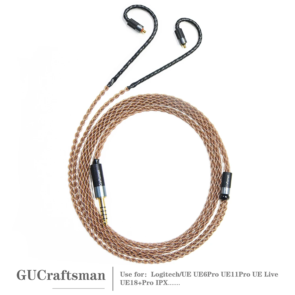 GUCraftsman 6N Single Crystal Copper Earphone Replacement Cables for Logitech/UE UE6Pro UE11Pro UE Live UE18+Pro IPX
GUCraftsman 6N Single Crystal Copper Earphone Replacement Cables for Logitech/UE UE6Pro UE11Pro UE Live UE18+Pro IPX