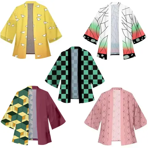 Anime Tanjirou Kamado Cosplay Kimonos for Men Women Japanese Haori Kamade Nezuko Robe Outfits Kochou Shinobu Kimono Summer Cloak