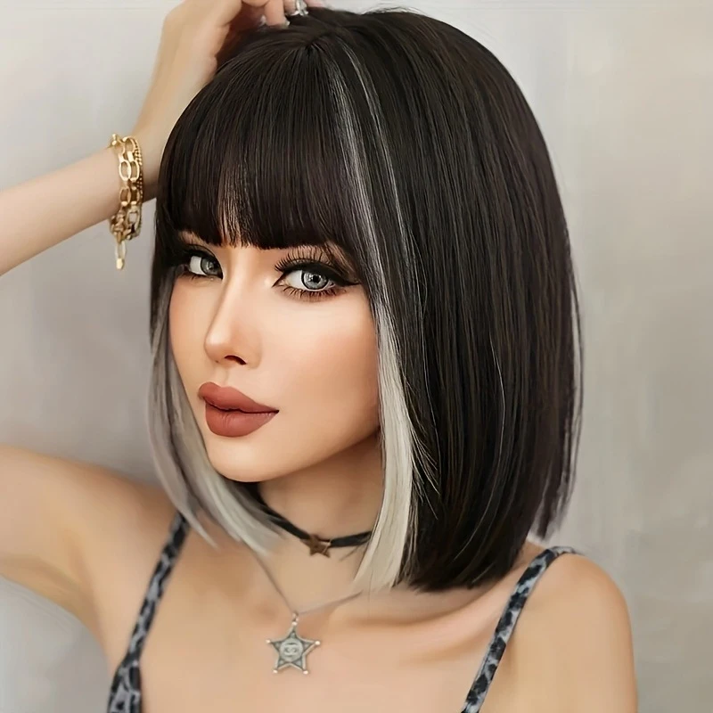 Women's synthetic fiber medium-length bob , natural-looking and fluffy wig
Women's synthetic fiber medium-length bob , natural-looking and fluffy wig