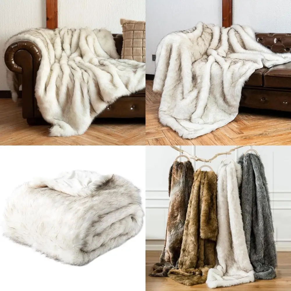 Elegant Black-Tipped White Faux Fur Blanket, 51x67, Plush & Warm for Couch or Bed
Elegant Black-Tipped White Faux Fur Blanket, 51x67, Plush & Warm for Couch or Bed