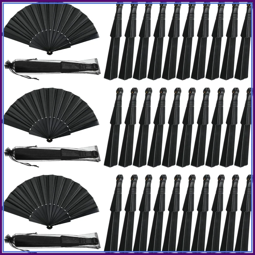 80 Pcs Black Folding Hand Fans Silk Fabric Plastic Ribs Wedding Party Decor
80 Pcs Black Folding Hand Fans Silk Fabric Plastic Ribs Wedding Party Decor