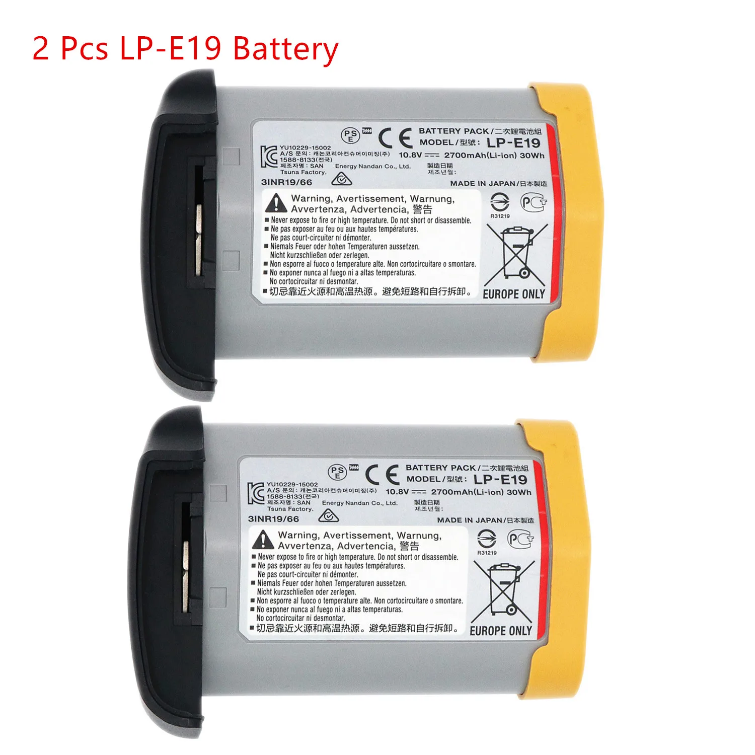 2PCS Original LP-E19 LP E19 2700mAh 10.8V Battery for Canon 1DX 1DX MarK2 Mark3 MARK4 1DS SLR Cameras
2PCS Original LP-E19 LP E19 2700mAh 10.8V Battery for Canon 1DX 1DX MarK2 Mark3 MARK4 1DS SLR Cameras