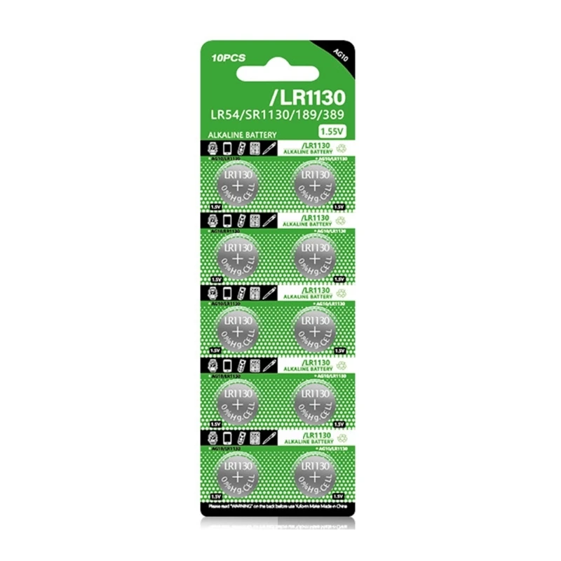 10Pcs AG10 Alkaline Battery High Quality LR1130 LR54 L1131 389A D189 1.55V Watch Button Cell Batteries For Toys Calculators
10Pcs AG10 Alkaline Battery High Quality LR1130 LR54 L1131 389A D189 1.55V Watch Button Cell Batteries For Toys Calculators