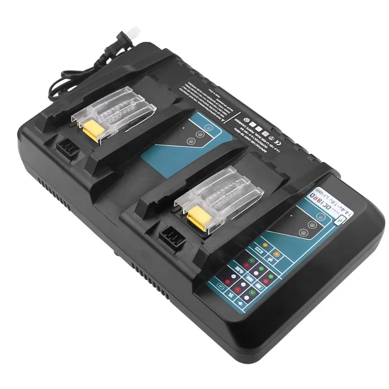 Portable Lithium Battery Charging Station Dual-port Fast Charger Power Tool Battery Charger for Makita 14.4–18V Li-ion Batteries
Portable Lithium Battery Charging Station Dual-port Fast Charger Power Tool Battery Charger for Makita 14.4–18V Li-ion Batteries