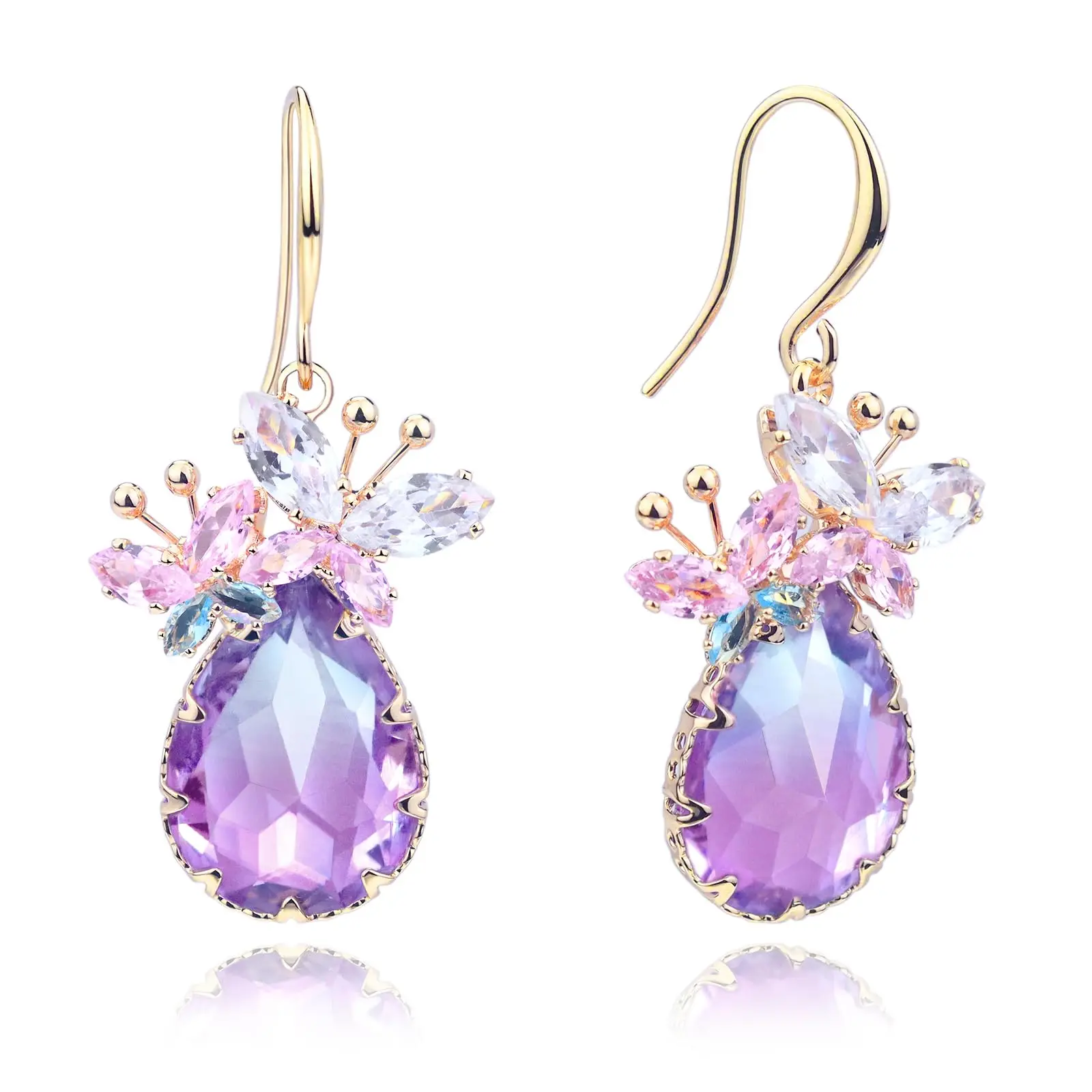 Crystal Teardrop Dangle Earrings Butterfly Design For Women
Crystal Teardrop Dangle Earrings Butterfly Design For Women