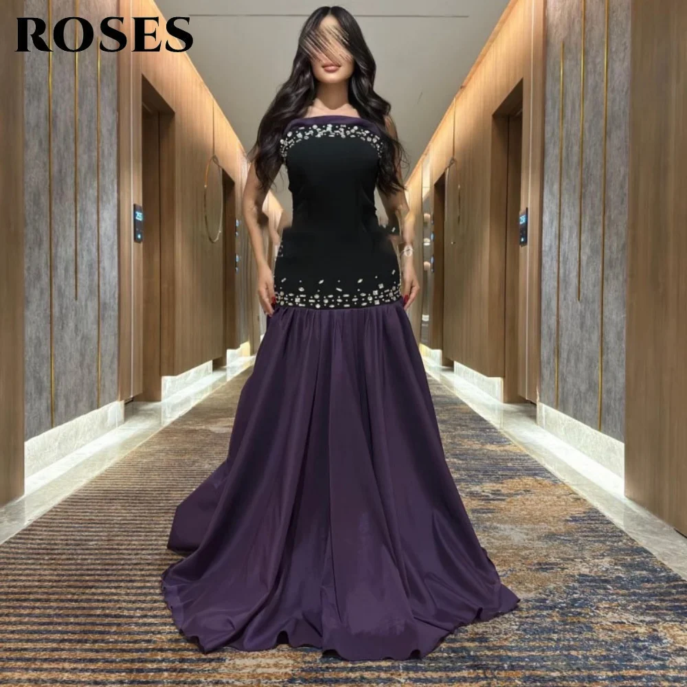 ROSES Purple Satin Trumpet Party Dress Chic Grand Strapless Night Dress with Crystals Sleeveless Wedding Prom Dress Customized
ROSES Purple Satin Trumpet Party Dress Chic Grand Strapless Night Dress with Crystals Sleeveless Wedding Prom Dress Customized