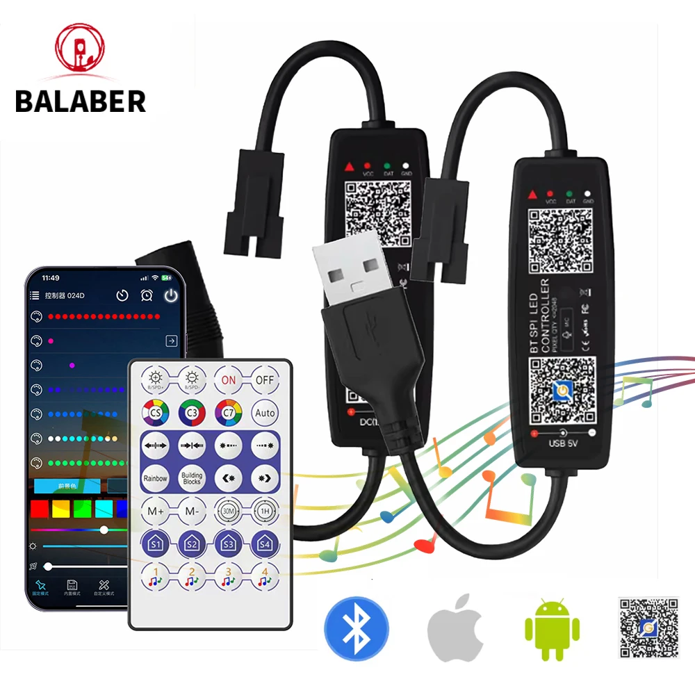 Контроллер светодиодной ленты USB 5V WS2812B с управлением через приложение, Bluetooth и музыкой для пиксельных лент SK6812, WS2811, WS2812, с пультом ДУ 2.4G, 5V
Контроллер светодиодной ленты USB 5V WS2812B с управлением через приложение, Bluetooth и музыкой для пиксельных лент SK6812, WS2811, WS2812, с пультом ДУ 2.4G, 5V