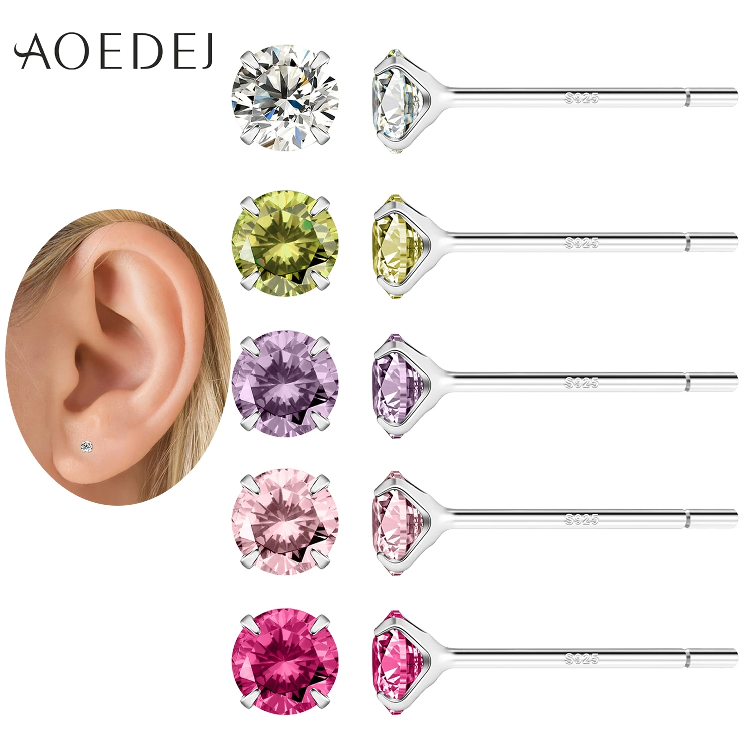 AOEDEJ 1 Pair 925 Sterling Silver 20G Ear Studs 3/4MM Colourful CZ Crystal Stud Earring Cartilage Helix Lobe Piercings Jewelry
AOEDEJ 1 Pair 925 Sterling Silver 20G Ear Studs 3/4MM Colourful CZ Crystal Stud Earring Cartilage Helix Lobe Piercings Jewelry
