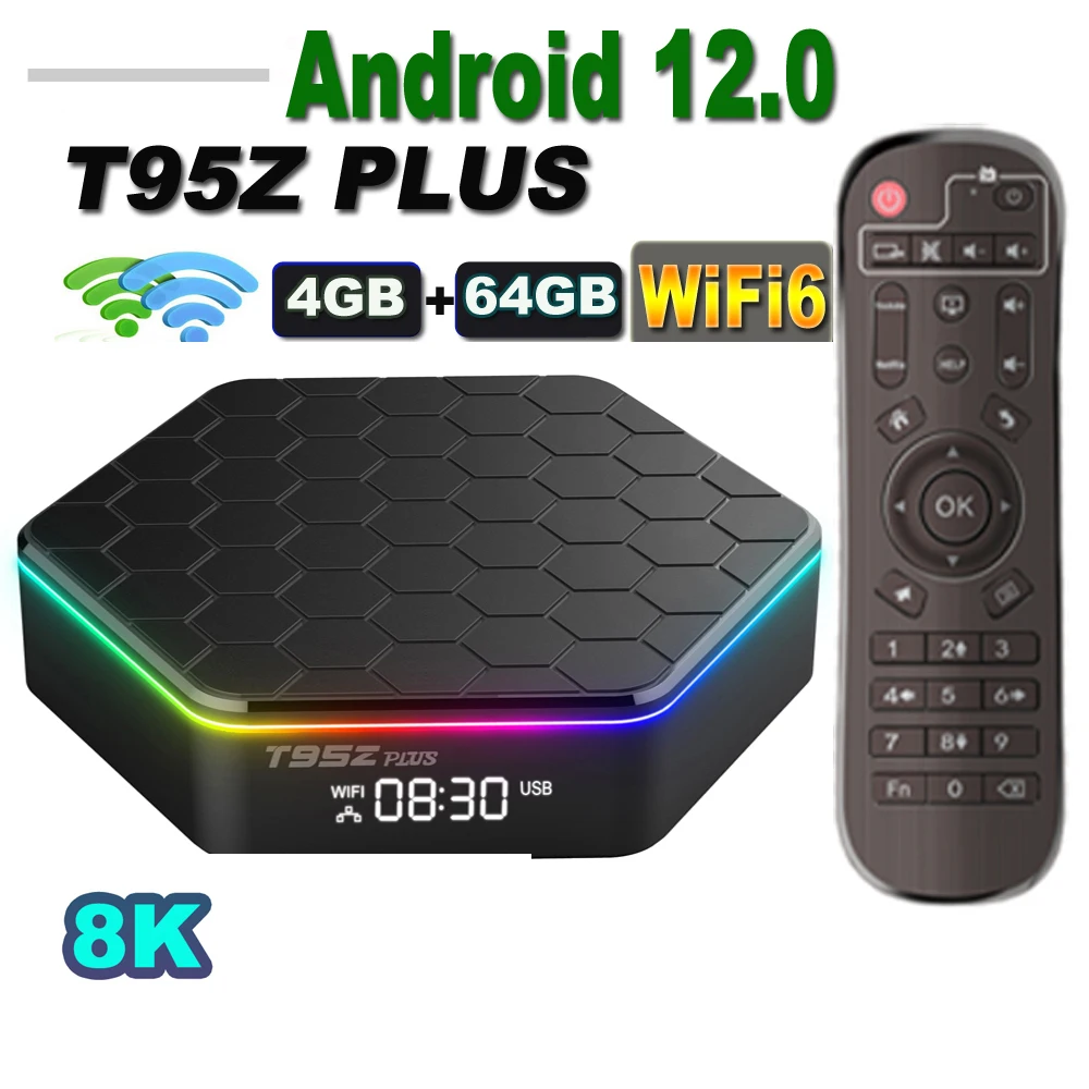 T95Z PLUS Android 12 TV Box Allwinner H618 8K 2.4G 5G Wifi6 BT5.0 H.265 64GB 32GB 16GB
T95Z PLUS Android 12 TV Box Allwinner H618 8K 2.4G 5G Wifi6 BT5.0 H.265 64GB 32GB 16GB