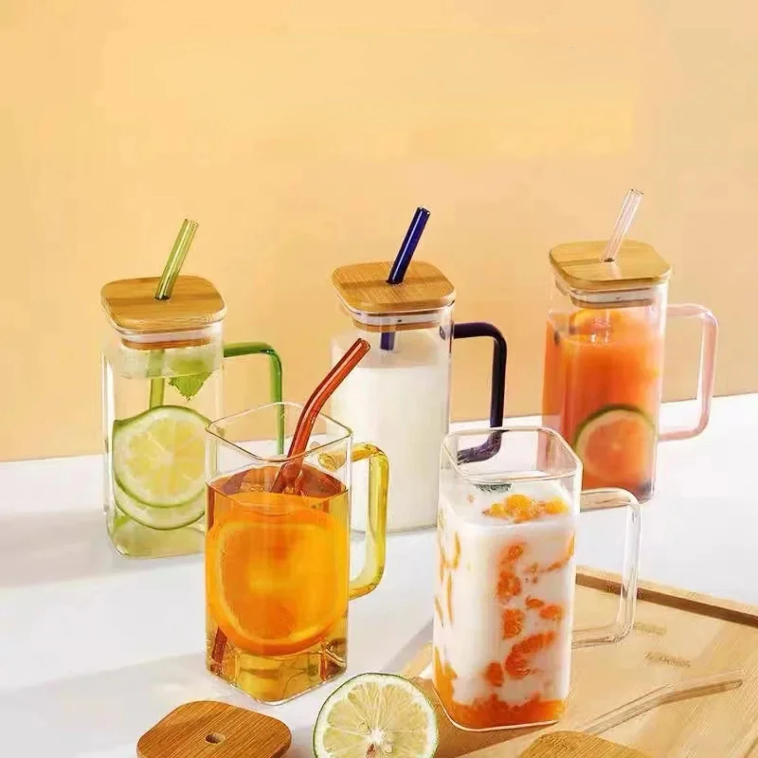 400ml Square Glass Mug With Lid and Straw Breakfast Milk Cup Microwave Safe Transparent Party Beer Coffee Mug Drinkware Glass
400ml Square Glass Mug With Lid and Straw Breakfast Milk Cup Microwave Safe Transparent Party Beer Coffee Mug Drinkware Glass