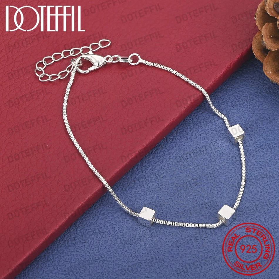 925 Sterling Silver 8-inch Simple Sugar Cube Thin Chain Bracelet, Fashionable Women's Party Jewelry Accessories
925 Sterling Silver 8-inch Simple Sugar Cube Thin Chain Bracelet, Fashionable Women's Party Jewelry Accessories
