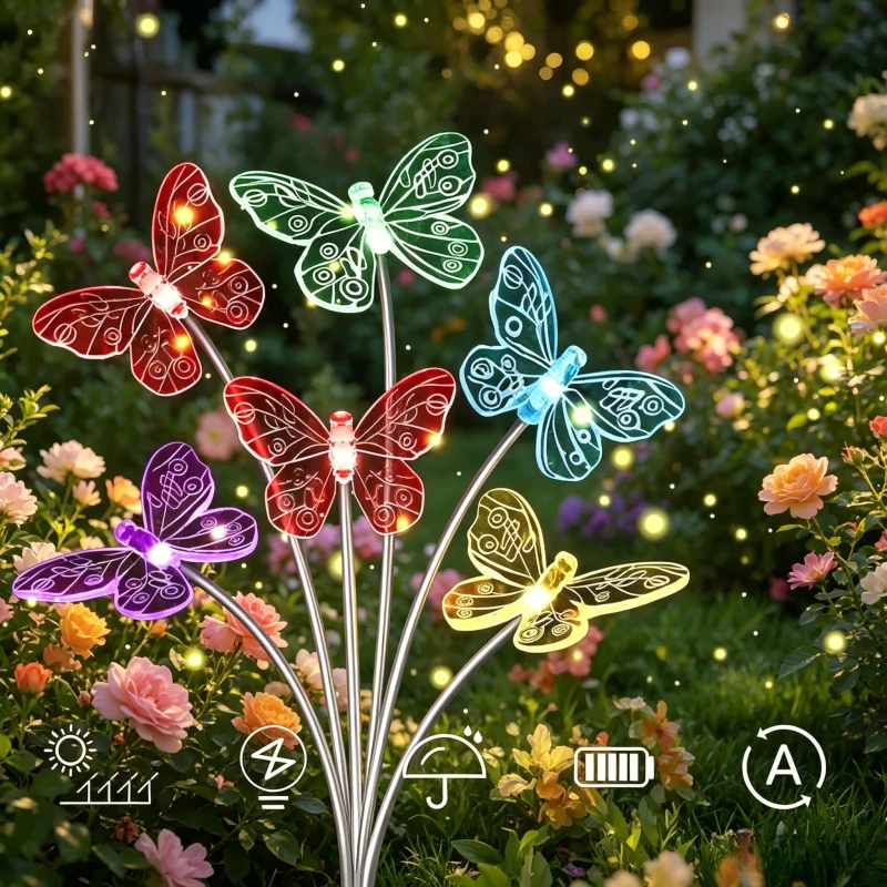 Outdoor Waterproof Solar Swaying Butterfly Lights, Color Changing Decorative Stake Lights for Garden Yard Outside Decor
Outdoor Waterproof Solar Swaying Butterfly Lights, Color Changing Decorative Stake Lights for Garden Yard Outside Decor