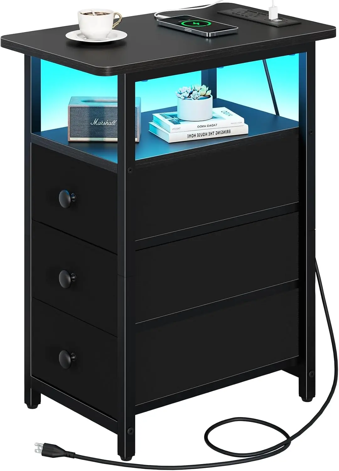 End Table with Charging Station, LED Narrow Side Table Bedside Table, Small Night Stand End Tables Living Room, Skinny Nights
End Table with Charging Station, LED Narrow Side Table Bedside Table, Small Night Stand End Tables Living Room, Skinny Nights
