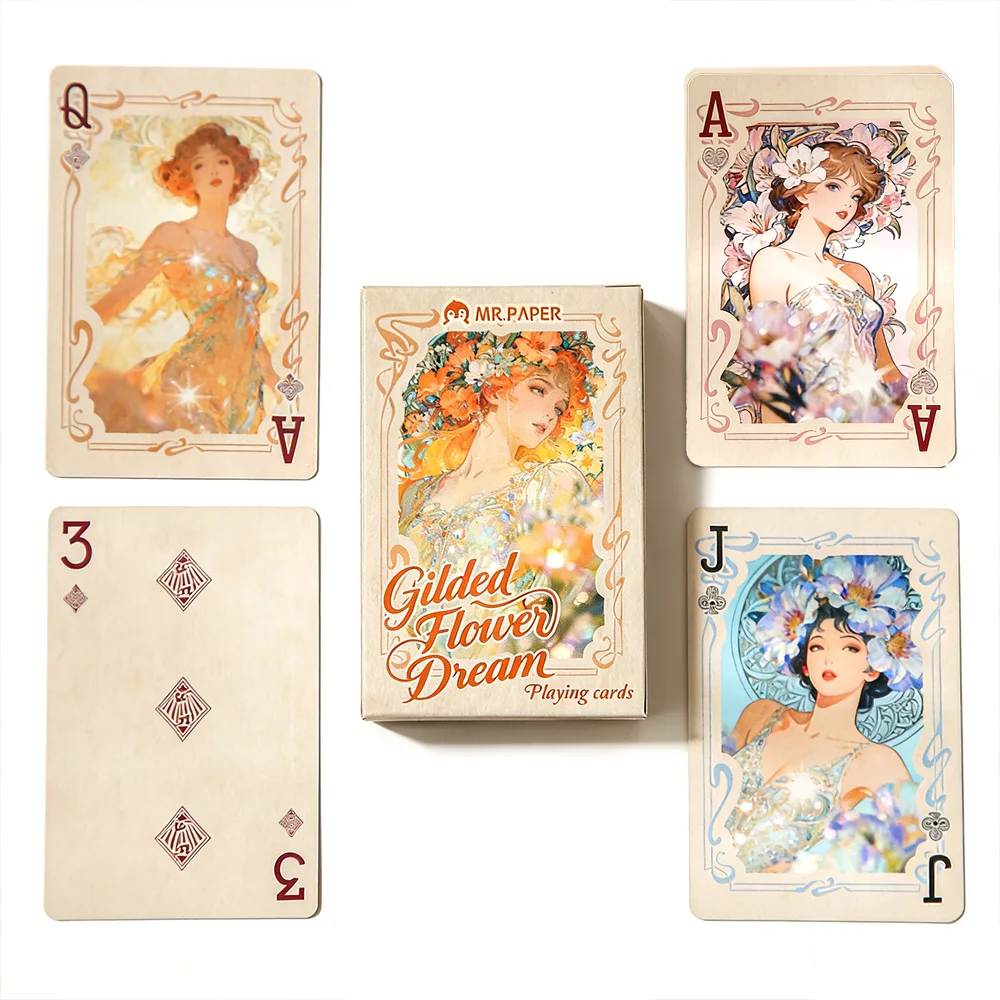 55 vintage-style floral-themed playing cards (8.7 x 5.7 cm), perfect for family party games and outdoor entertainment
55 vintage-style floral-themed playing cards (8.7 x 5.7 cm), perfect for family party games and outdoor entertainment