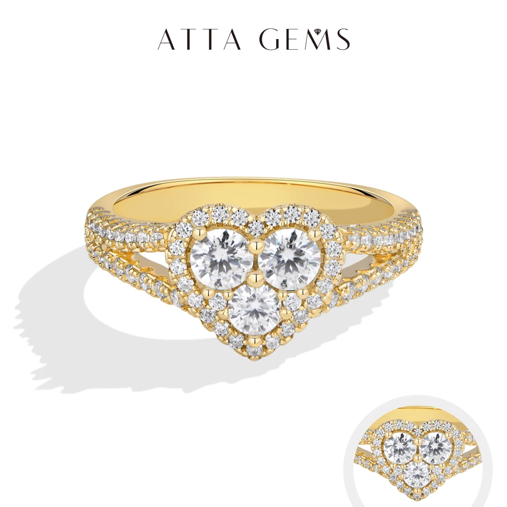 ATTAGEMS Three Stone Heart Halo Moissanite Ring for Women Round Cut S925 Silver Half Enternity Wedding Band Holiday Gift Jewelry
ATTAGEMS Three Stone Heart Halo Moissanite Ring for Women Round Cut S925 Silver Half Enternity Wedding Band Holiday Gift Jewelry