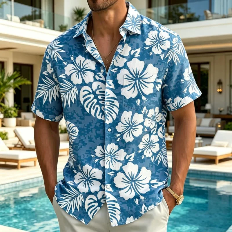 Men's tropical tribal style vacation shirt, short sleeved shirt with pockets, for music festivals, beach parties, and daily wear
Men's tropical tribal style vacation shirt, short sleeved shirt with pockets, for music festivals, beach parties, and daily wear